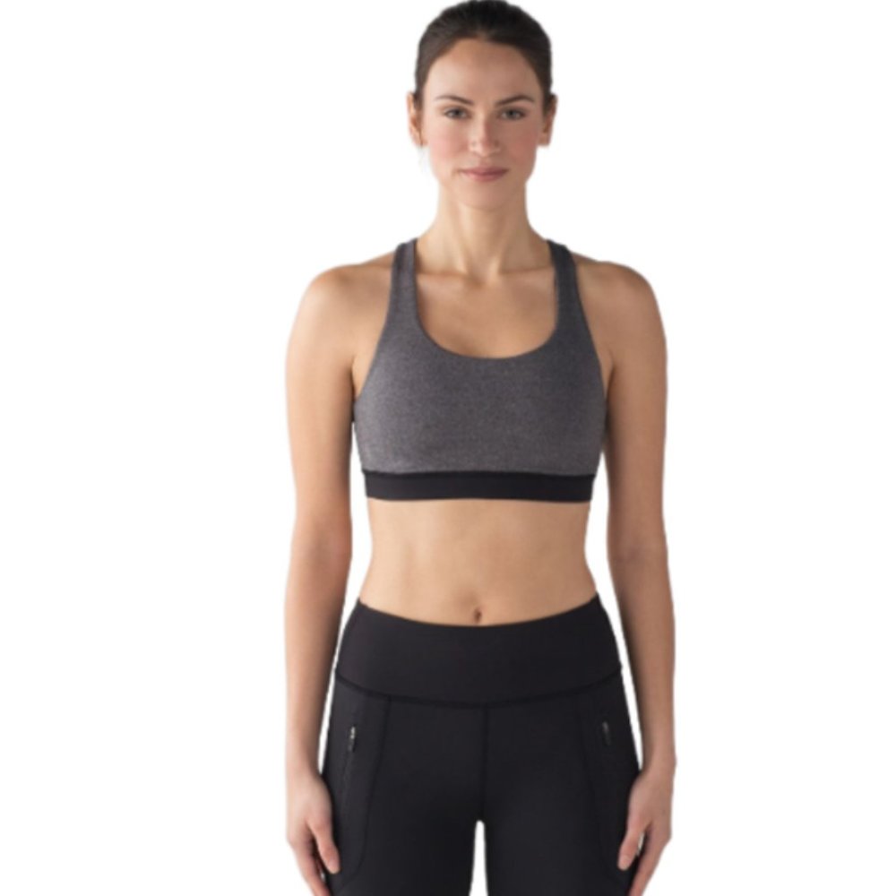 LIKE NEW! Lululemon Invigorate Bra Heathered Black/Black - Picture 3 of 13